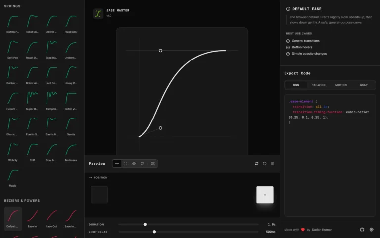 Ease Master: Visual Easing Curve Editor for UI Animations