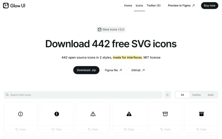 Glow UI Icons — 442 Free SVG Icons for Interface Design