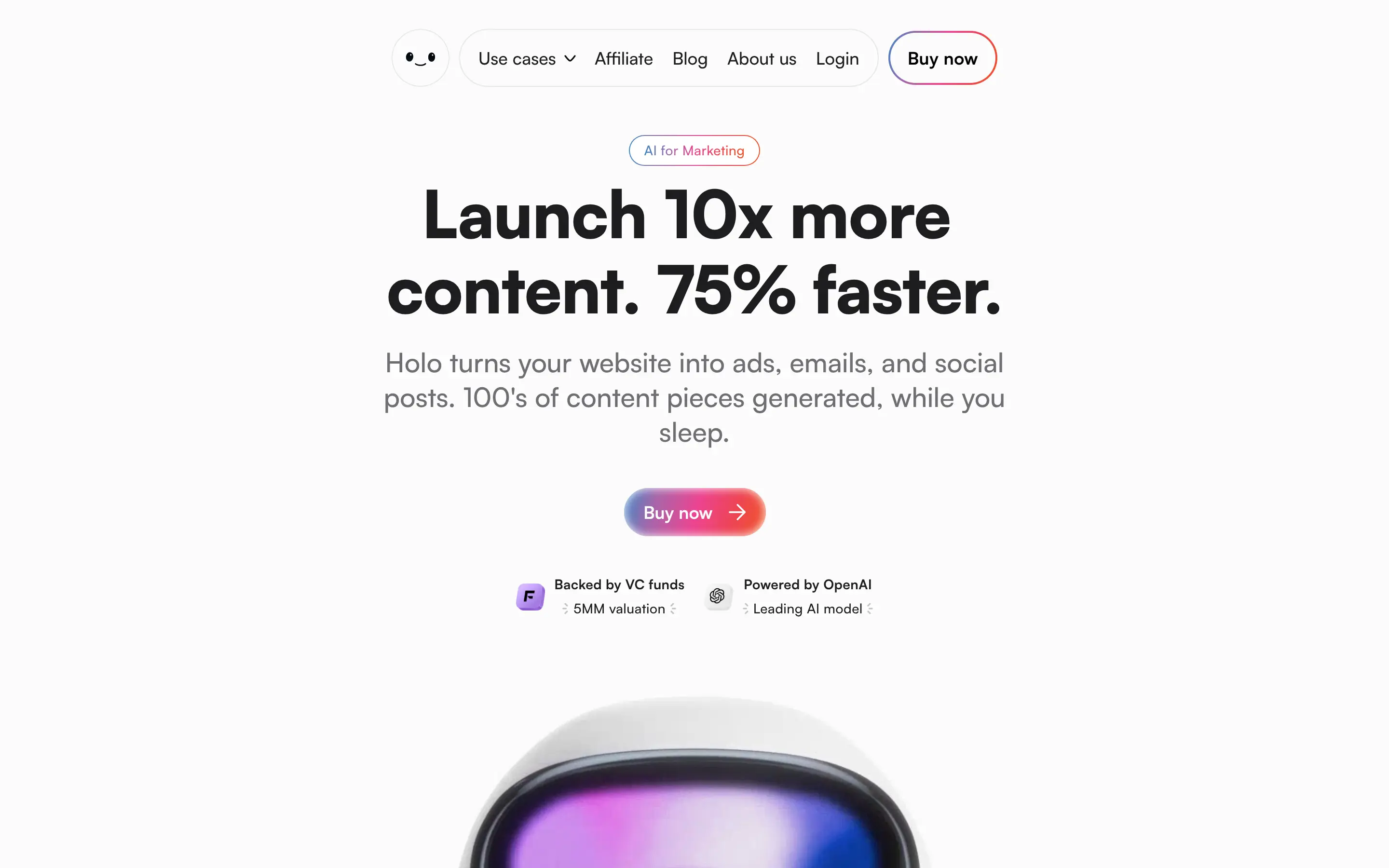 Launch content 10x faster with Holo AI.