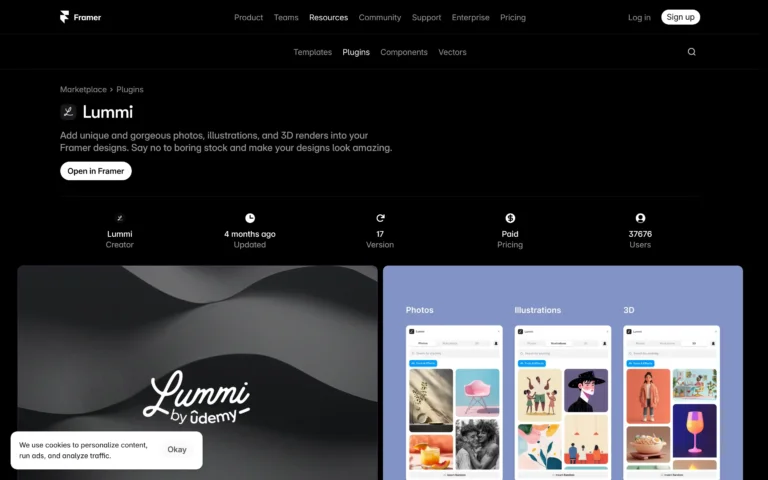 Lummi for Framer: Premium Photos, Illustrations, and 3D Assets