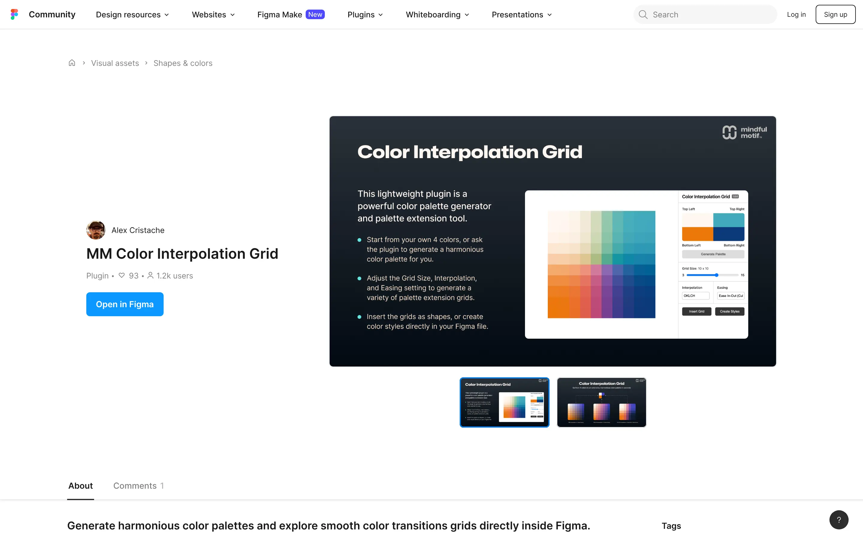 Figma plugin for creating color palettes and grids.