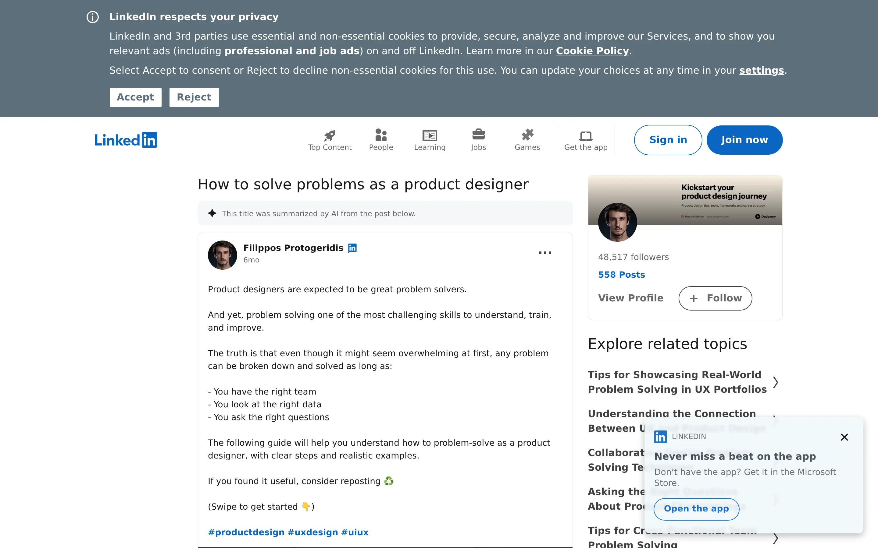 Guide to solving problems as a product designer.