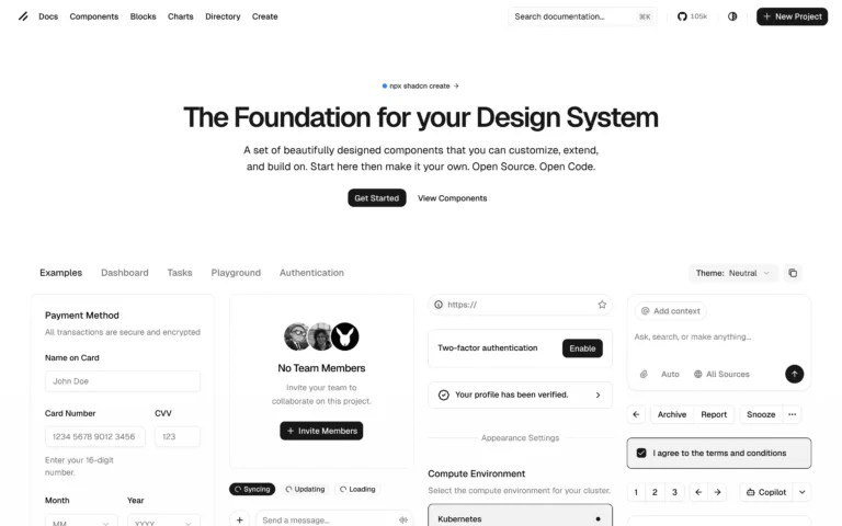 shadcn/ui: Beautifully Designed Components using Radix UI & Tailwind CSS
