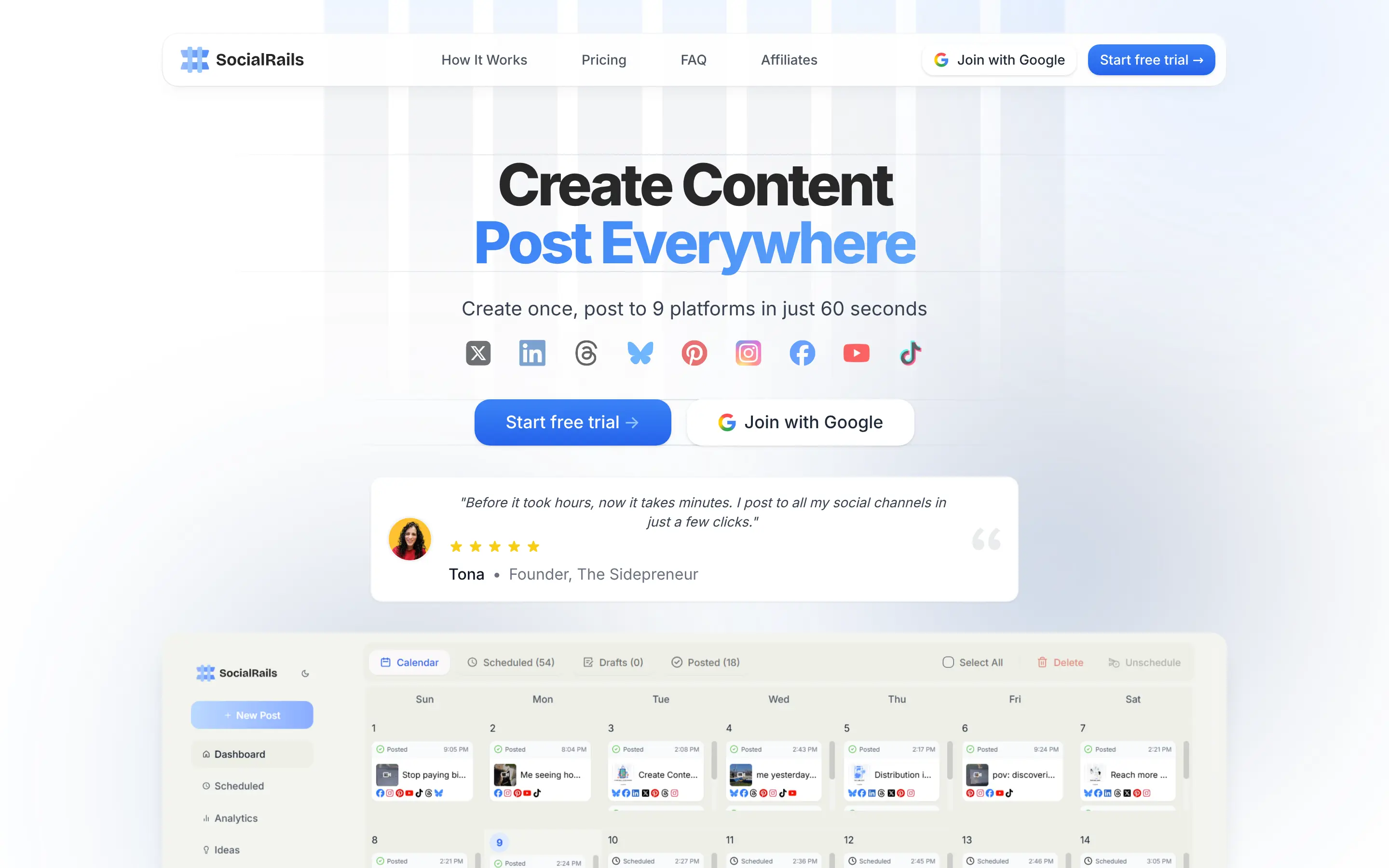 Social media content creation platform showcase
