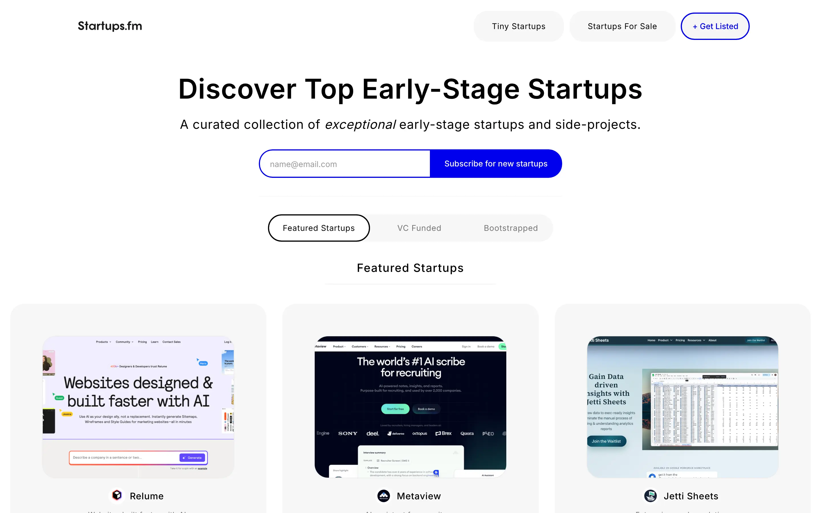 Explore top early-stage startups collection online